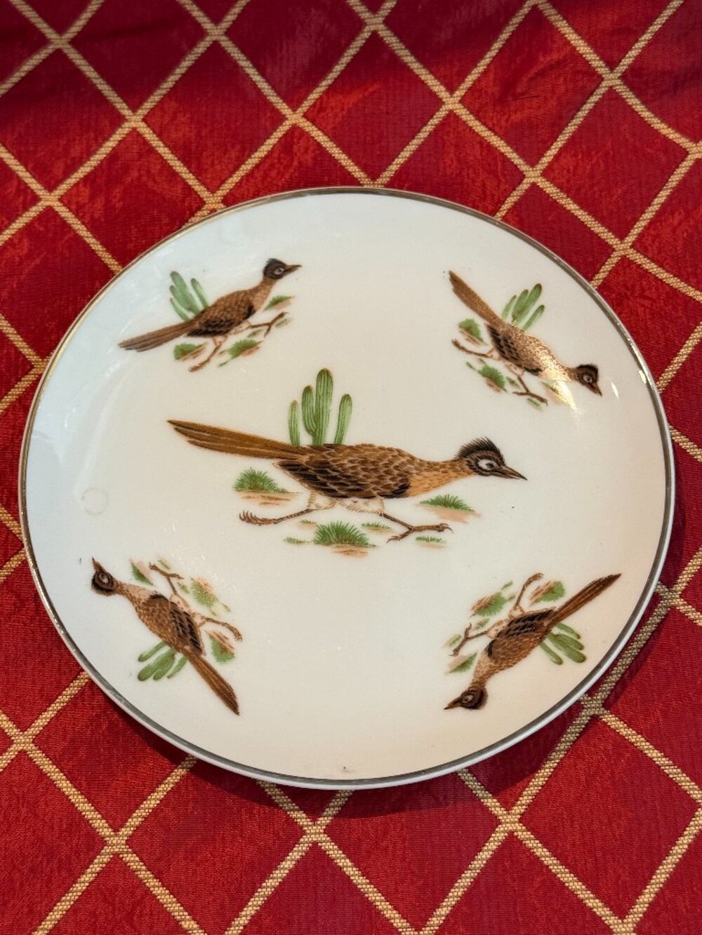 Vintage Wall Hanging Plate Cactus and Bird, Turkey?